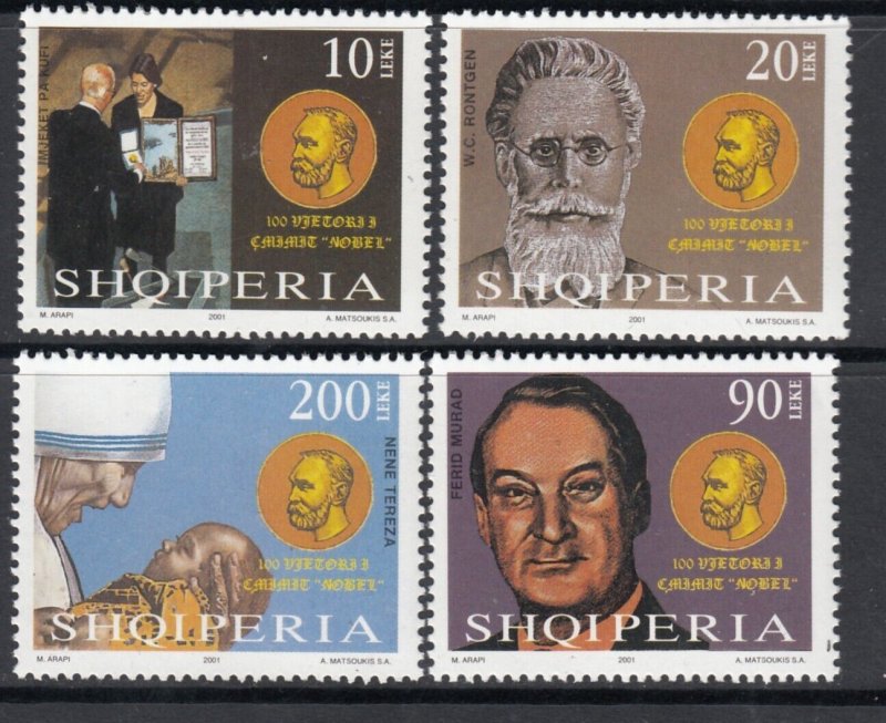 ALBANIA Sc 2665-8 NH issue of 2001 - NOBEL PRIZES 