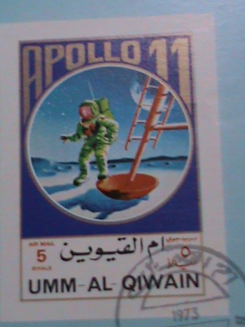 UMM AL QIWAIN AIRMAIL STAMP: 1973   FIRST MAN ON THE MOON APOLLO 11- CTO MNH S/S