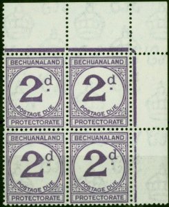 Bechuanaland 1932 2d Violet SGD6b 'Serif on d' V.F MNH Corner Block of 4