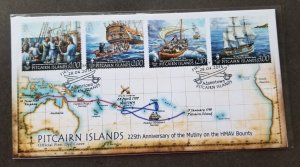 Pitcairn Islands 225th Mutiny HMAV Bounty 2014 Pirates Map Boat Sailing Ship FDC