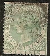 Straits Settlements 15 Used 1872 24c grn Victoria CV $5.75