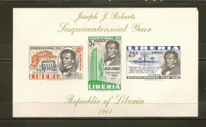 Liberia SC#C134a Joseph J Roberts 1961 Souvenir Sheet MNH