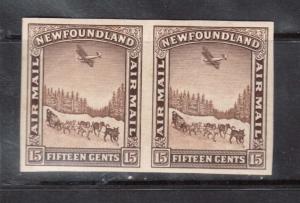 Newfoundland #C6c XF/NH Imperf Pair **With Certificate** 