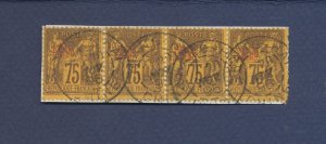 FRENCH OFFICES IN CHINA - Scott 10  - VF used strip of 4 on piece