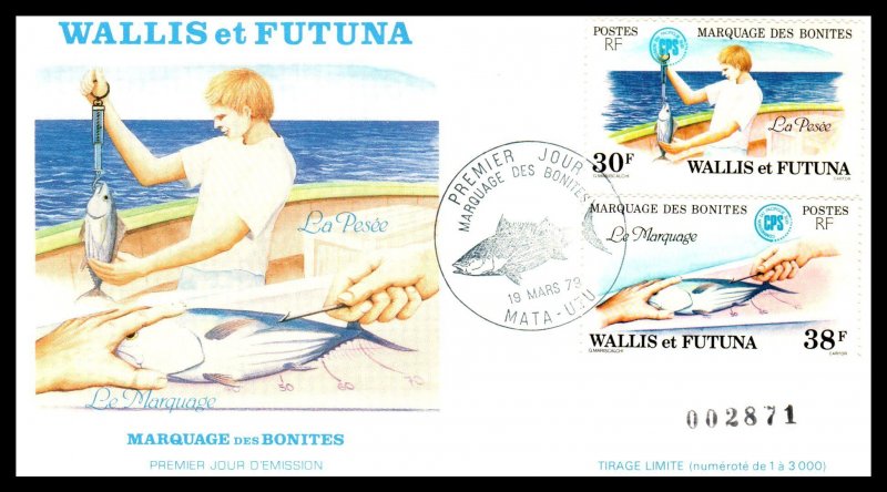 Wallis and Futuna Islands 223-228 Fish Set of Three U/A FDC