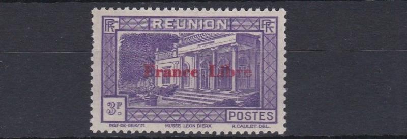 FRENCH COLONIES  REUNION  1943  3F VIOLET   FRANCE LIBRE    MH       