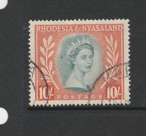 Rhodesia & Nyasaland 1954/6 10/- FU SG 14