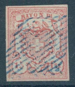 SWITZERLAND, RAYON III WITH INSCRIPTION 15 Cts VFU LARGE MARGINS