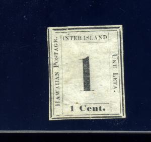  Hawaii Scott #15  Numeral Unused Stamp with HPS Cert  (Stock #H15-2 HPS)