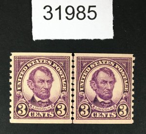 US STAMPS # 600 LINE PAIR VF POST OFFICE FRESH LOT #31985