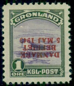 GREENLAND #19v (19v) 1ore harp Seal, INVERTED OVPT, og, LH, XF, Gronlund cert