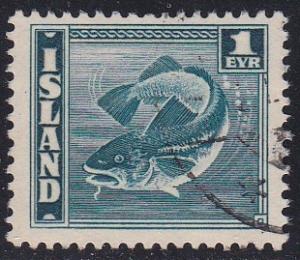 Iceland # 217a, Codfish, Used, Perf 14 x 13 1/2, Third Cat.