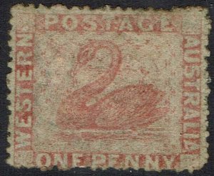 WESTERN AUSTRALIA 1861 SWAN 1D WMK SWAN ROUGH PERF 14 - 16 