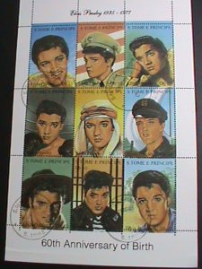 ST. THOMAS STAMP 60TH ANNIVERSARY BIRTH OF ELVIS PRESLEY CTO :SHEET VERY FINE