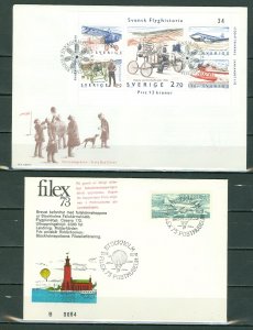 SWEDEN LOT of (4) AIRMAIL COVERS...VIGNETTE, CACHETS...NICE