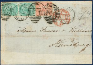 [mag189] Front of cover 1875 GB used in Saint Thomas Danish West Indies (abroad)