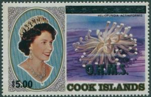 Cook Islands OHMS 1985 SGO50 $5 on $3 Coral QEII MNH