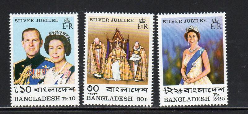 BANGLADESH #123-125    1977 QEII SILVER JUBILEE  MINT  VF NH  O.G