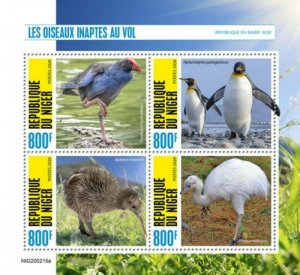 Niger - 2020 Flightless Birds - 4 Stamp Sheet - NIG200215a