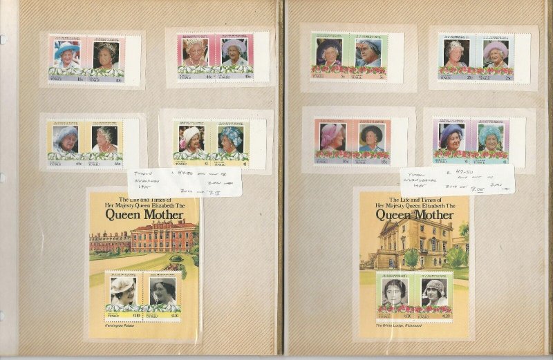 Tuvalu Stamp Collection 1985 Queen Elizabeth, 18 Pages, Vaitupu + Others