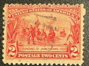 Scott#: 329 - Founding of Jamestown, 1607 2c 1907 used single stamp - Lot 16