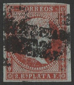 Philippines 1872 HABILITADO POR LA NACION on Quba Queen 2R, wmk loops. cat £160.