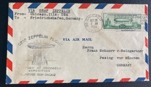 1933 Chicago iL USA Graf Zeppelin Century Of Progress cover #C18 To Germany