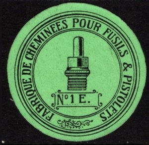 Vintage France Poster Stamp Factory of Chimneys for Rifles & Pistols