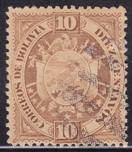 Bolivia 43 USED 1894 Coat of Arms 9 Stars 10c