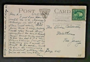 1920s Galesburg IL To Metuchen NJ Hotel Custer Vintage Car Postcard Cover