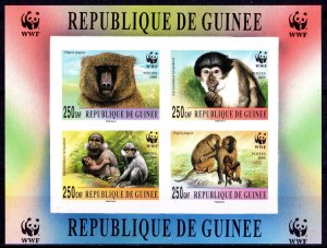 Guinea 2000 WWF Mangabey & Baboon Souvenir Sheet IMPERFORATED  MNH Groth #275