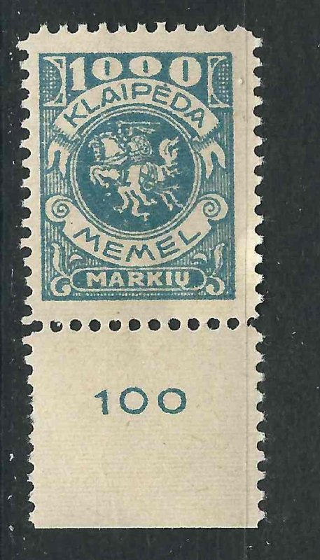 Memel N27 Mi 150 Plate Single MNH  F/VF 19223 SCV $7.00