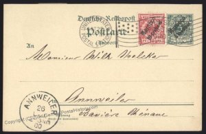 Germany 1900 Morocco TANGERS TANGIERS Postal Card Cover REPLY FROM USA Pa 113133
