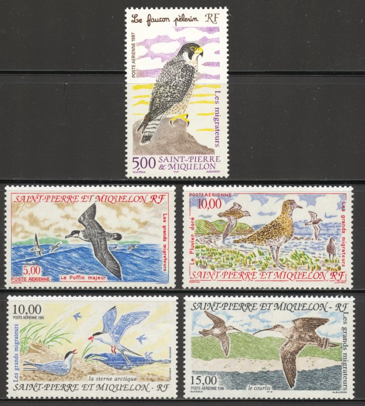 St Pierre & Miquelon Scott C69-C73 MNHOG - 1993 Migratory Birds - SCV $19.00