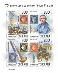 Togo Stamps-on-Stamps Stamps 2019 MNH First French Stamp Ceres SOS 4v M/S