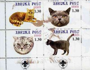 ABRUKA - 2000 - Domestic Cats #3 - Perf 4v Sheet-Mint Never Hinged-Private Issue