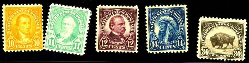 U.S. #562-65,569 MINT OG HR