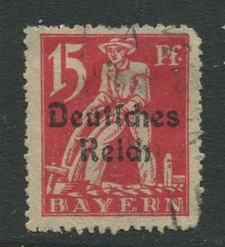 Bavaria -Scott 258 - Deutsches Reich Overprint -1920 - Used - 15pf Stamp