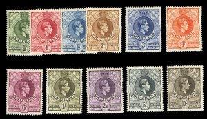 Swaziland #27-37 Cat$85, 1938 George VI, complete set, never hinged