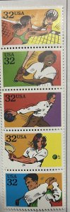 US 1995 32c Recreational Sports #2962-5 strip of 5 mint