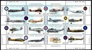 MILITARY PLANES = JETS = AIRCRAFT = HELICOPTER = Full Sheet Canada 1999 #1808