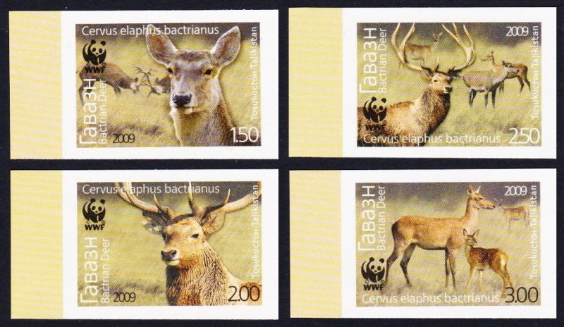 Tajikistan WWF Bactrian Deer 4v Imperf 2009 MNH SC#344-347 SG#388-391