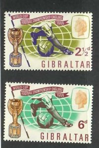 Gibraltar; Scott 175-176; 1966; Unused; NH; Complete Set; World Cup; Soccer