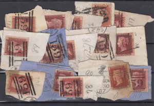 GB QV 1858 Collection Of 18 On Piece SG43/44 Different Plate Numbers BP9881