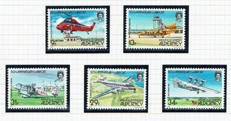 Alderney: 1985, 50th Anniversary of Alderney Airport,  MNH set 