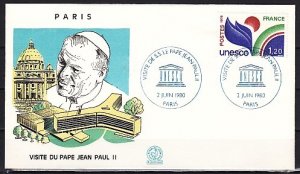 France, 02/JUN/80.  Pope John Paul II visit Cachet & Cancel on Cover. ^