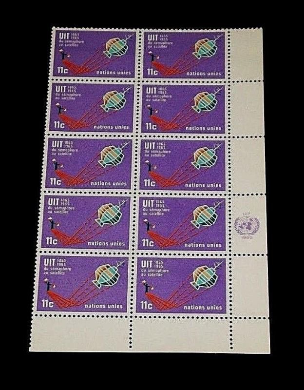 U.N. 1965,NEW YORK #142, TELECOMMUNICATION UNION, MNH, INSC. BLK/10, NICE! LQQK!