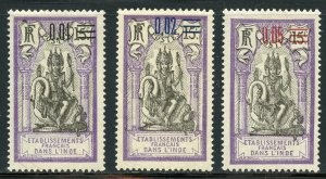 French India Scott 50-53 Unused HMOG - 1922 Surcharges - SCV $2.40