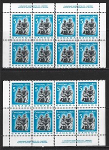 CANADA - #488-#489 - CHRISTMAS - INUIT SOAPSTONE PLATE BLOCKS SETS MNH