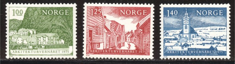 Norway Scott 651-53 MNHOG - 1975 European Architectural Heritage Year Set